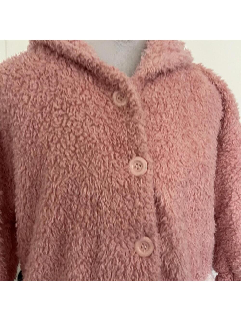 Kawaii Pink Bunny Hoodie Sherpa Fleece Jacket Heart Pockets Lolita Jfashion M - Picture 4 of 7